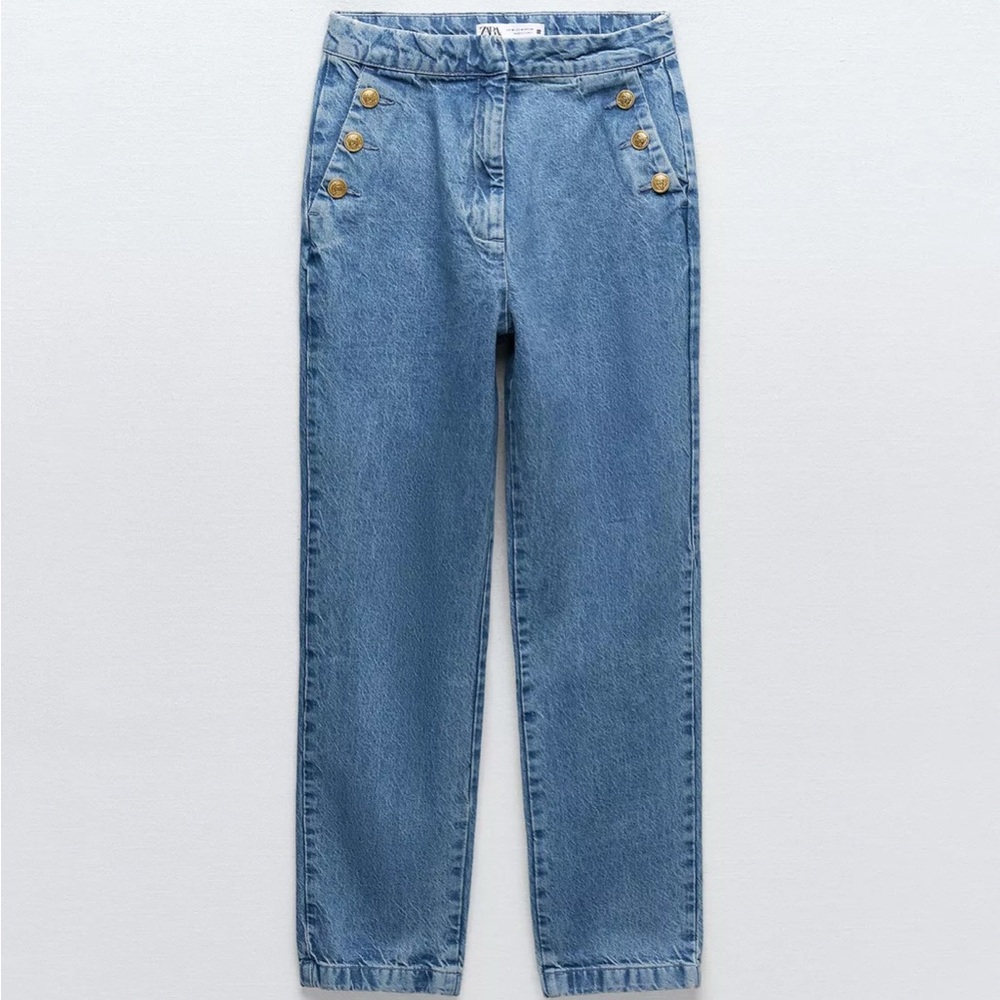 Zara High Rise Blue Jeans Classic Fit Size XL